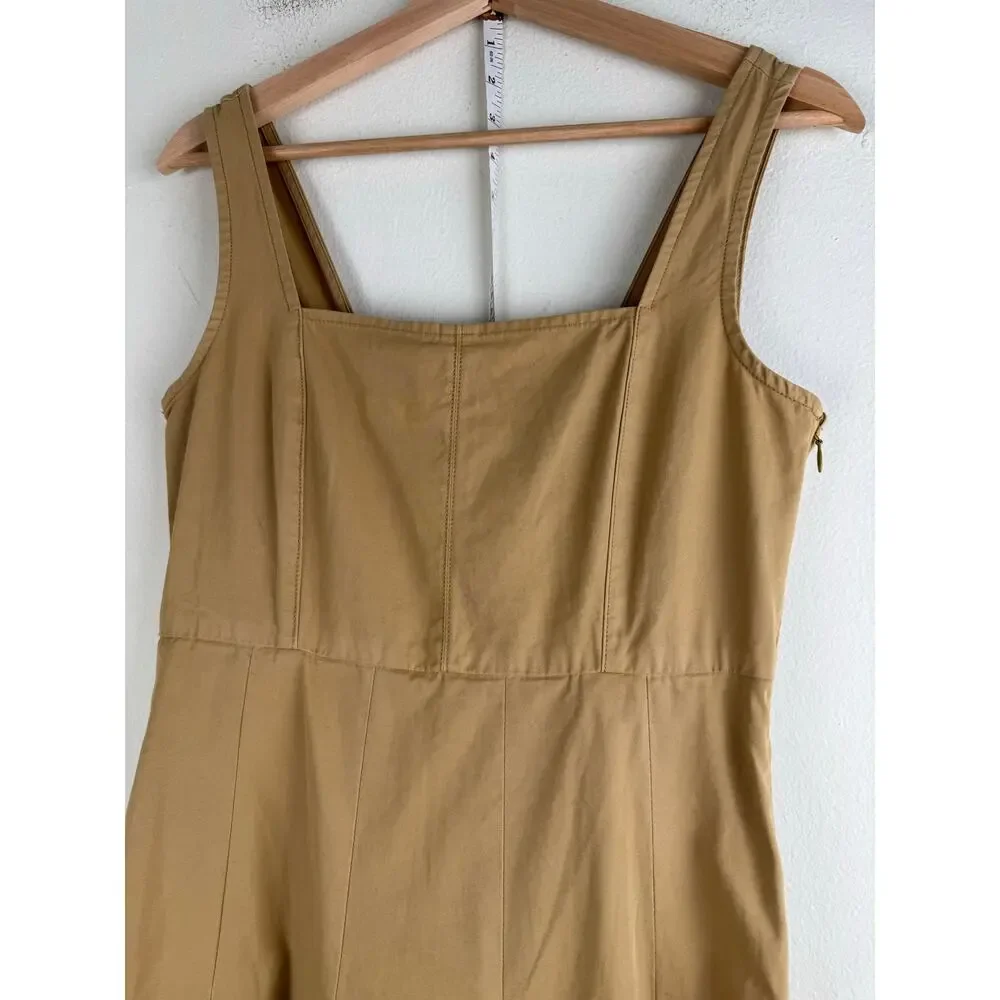 NWT J.Crew Pleated A Line Chino Dress Honey Brown Cotton Size 4